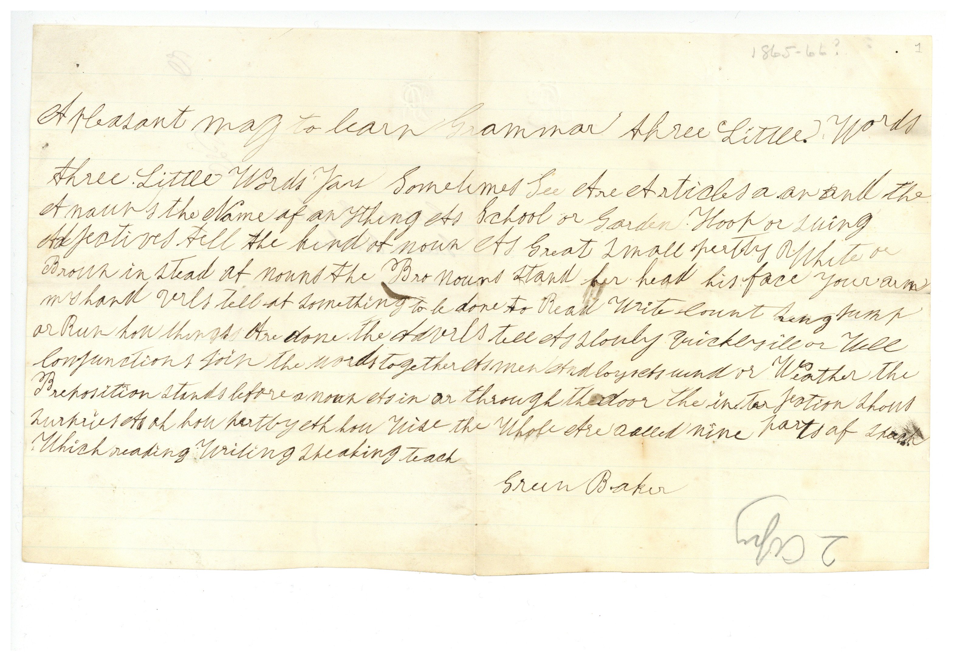First page of letter