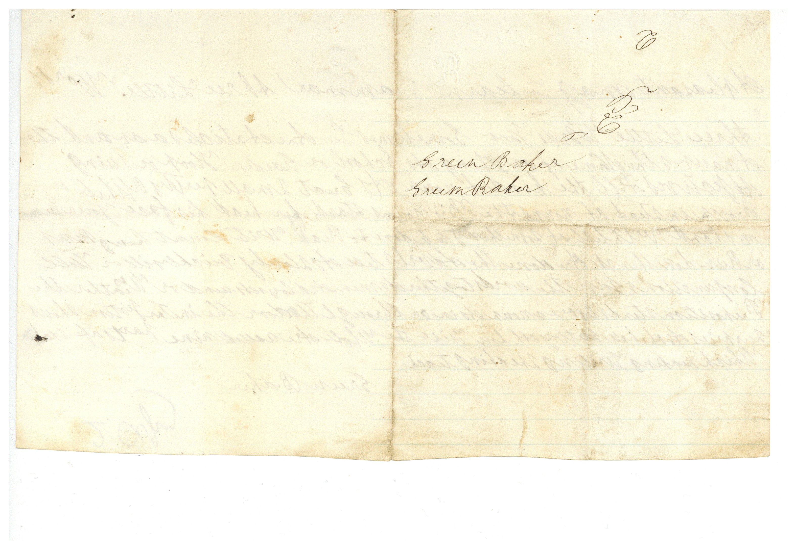 Second page of letter, mostly blank