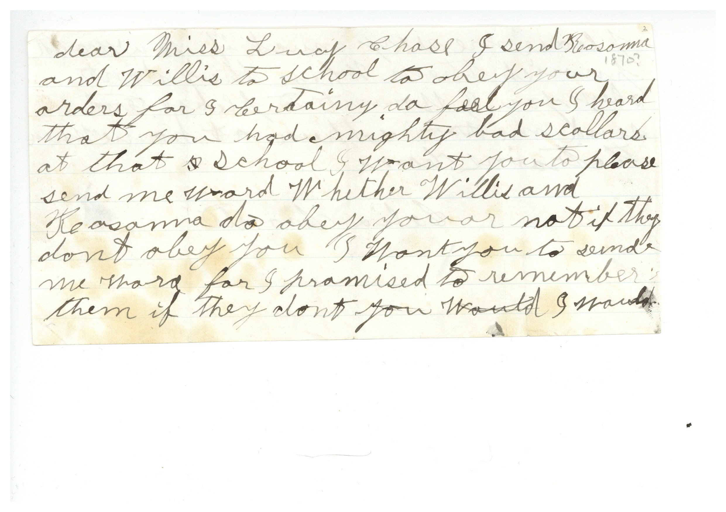 First page of Celia Coonts letter