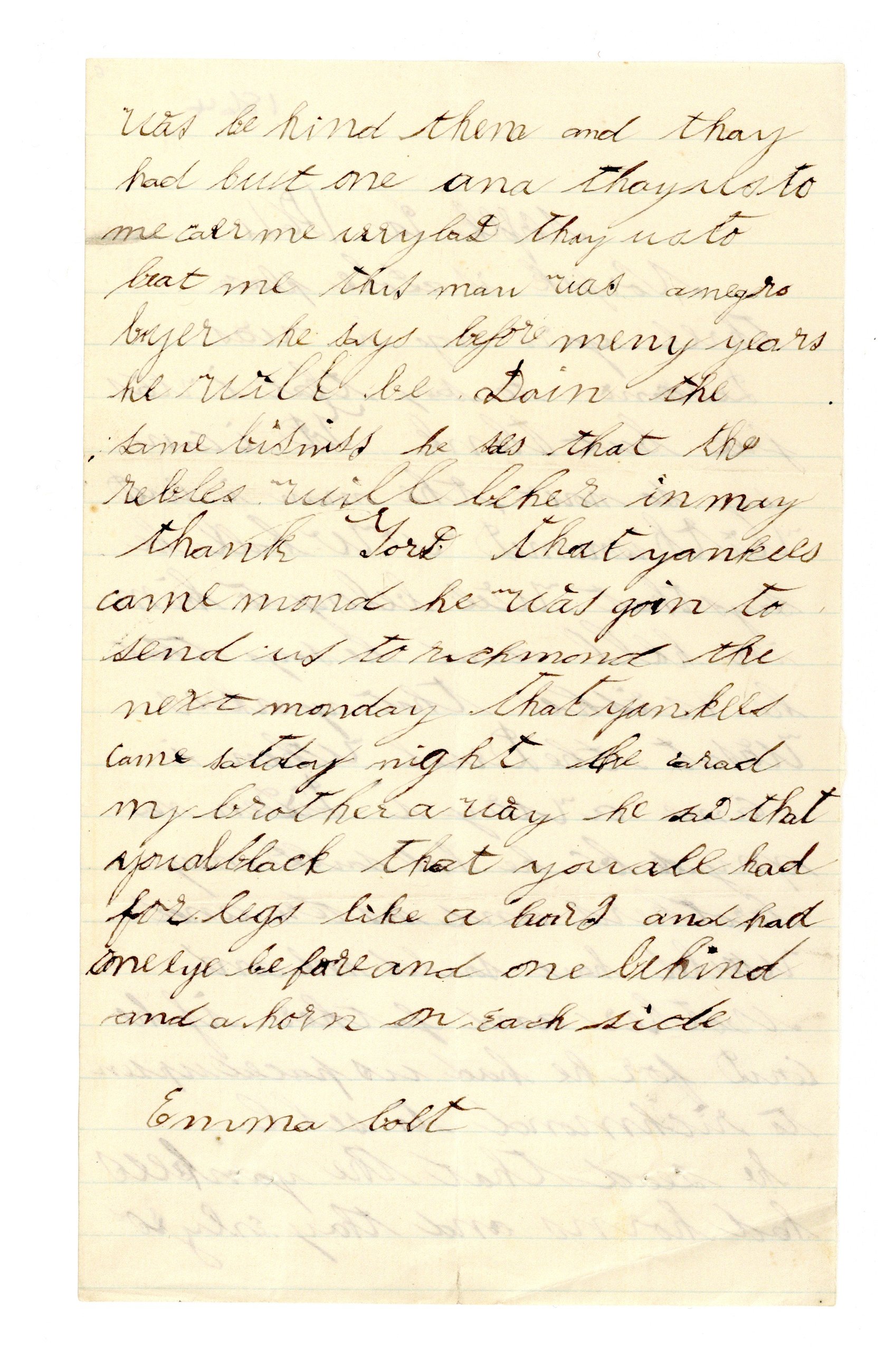 Second page of Emma Colt's letter