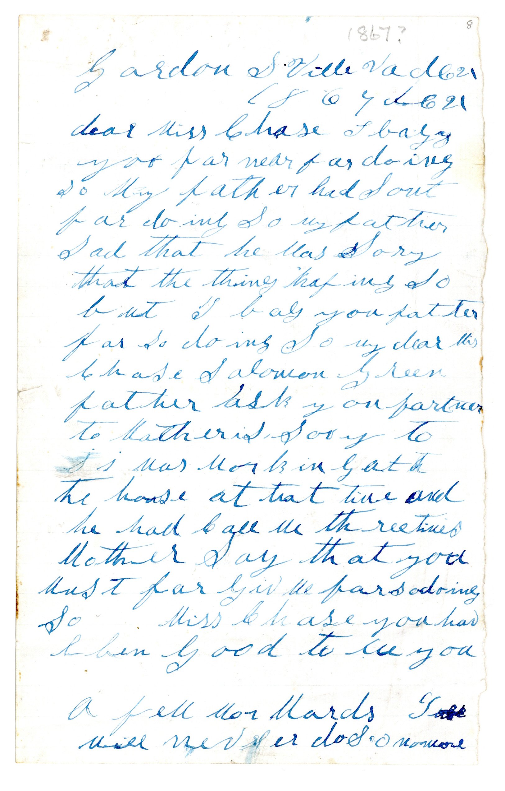 First page of Solomon Green's letter