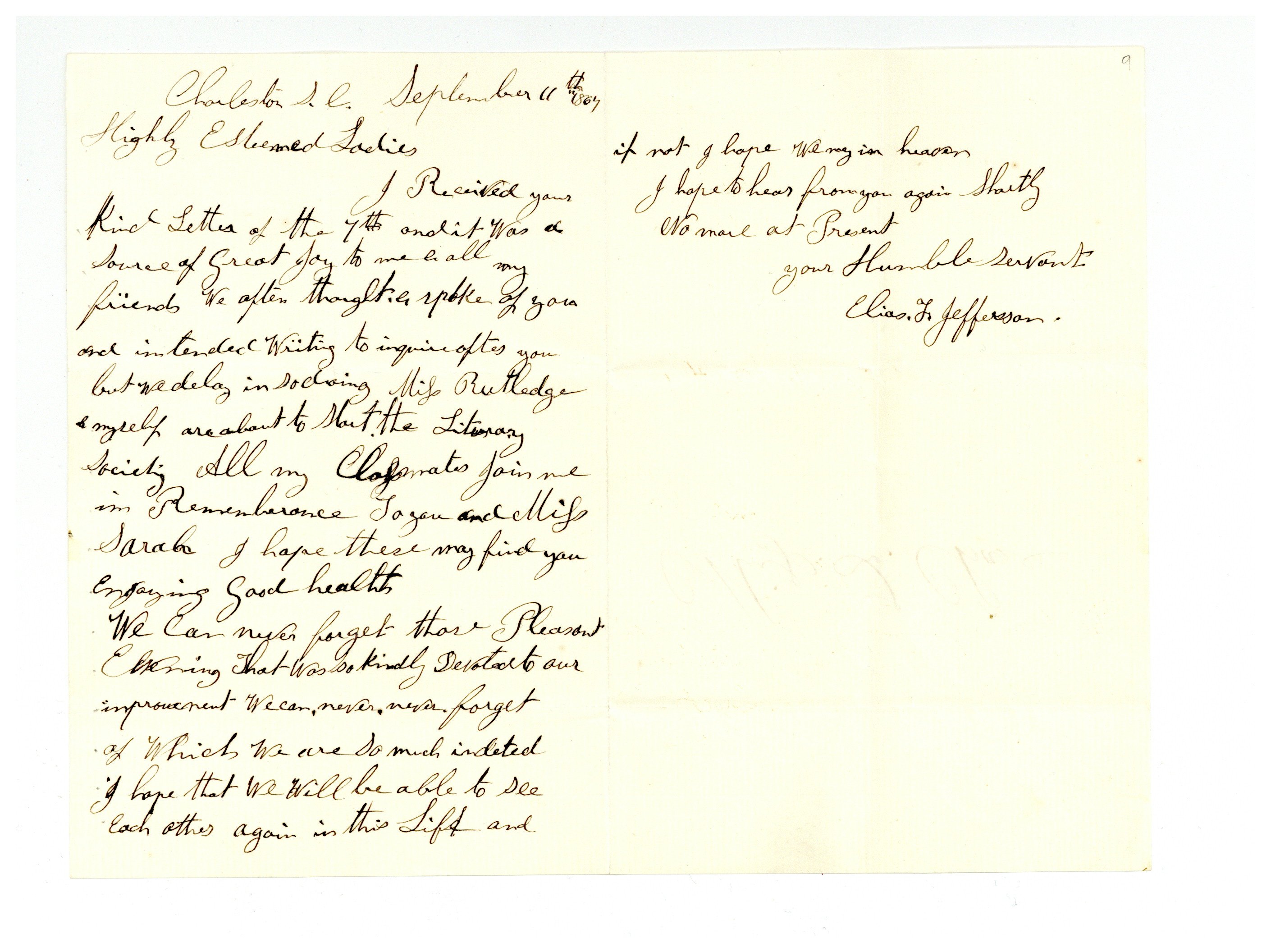 Letter from Elias Jefferson