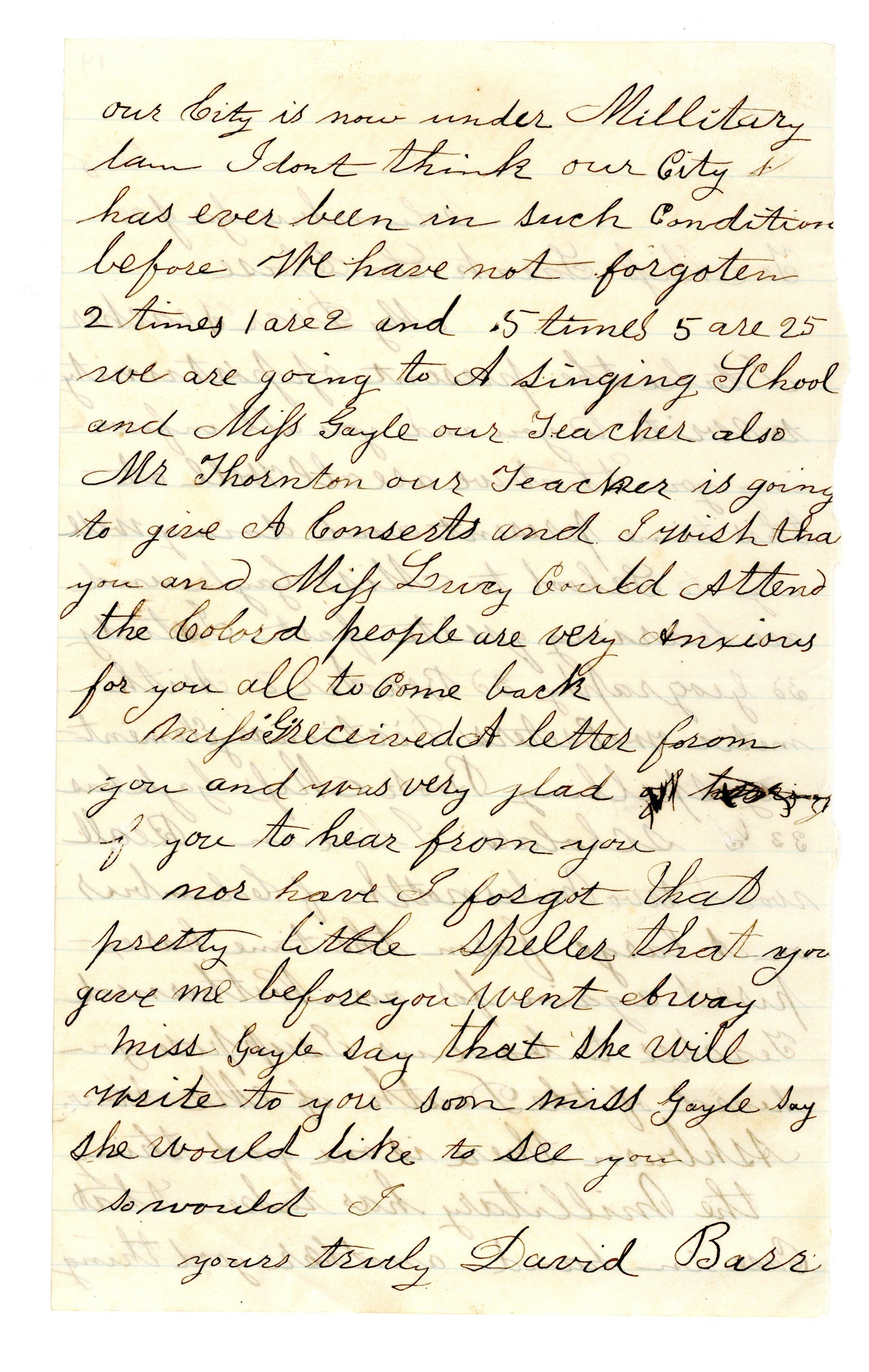 Second page of letter of David Barr, 1868