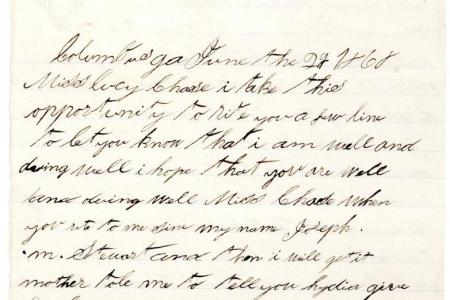 Letter of Joseph M. Stewart to Lucy Chase.