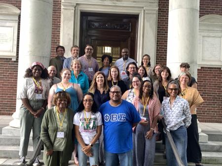 Students and instructors of the 2022 summer seminar standing in front of Antiquarian Hall